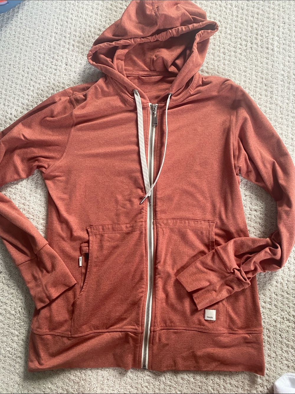 Vuori Zip-Up Hooded Sweatshirt, size small